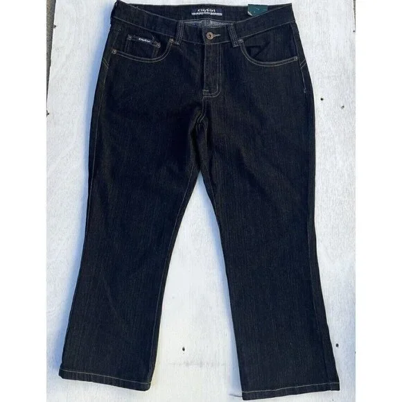 City Girl Ladies Black Denim Cropped Capri Jeans - Picture 13 of 14